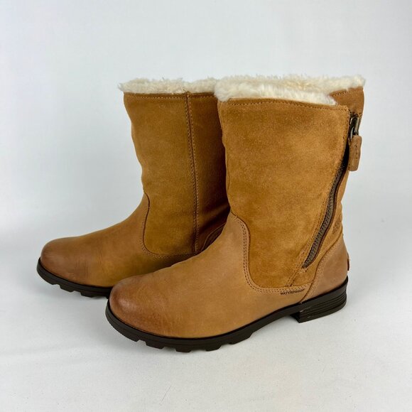 Sorel Womens Emelie Foldover Boot NL3025 Waterproof Camel Leather size 6.5 - Picture 4 of 16